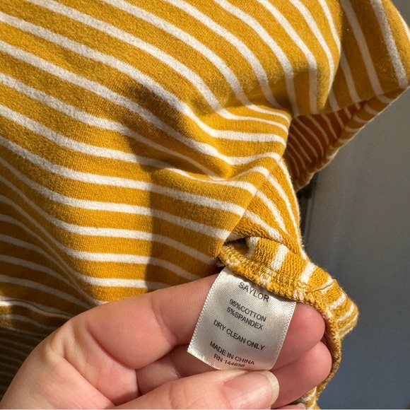Saylor Doris Tie Midi Dress Mellow Yellow Striped Dress Stretch Size XL EUC - Picture 7 of 8